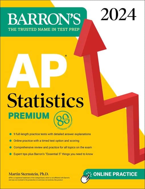 AP Statistics Premium, 2024: 9 Practice Tests + Comprehensive Review + Online Practice