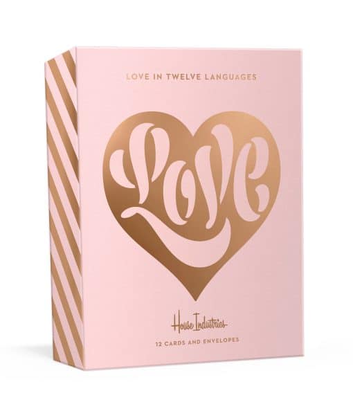 12 Foil-Stamped Note Cards with Envelopes: Love in Twelve Languages
