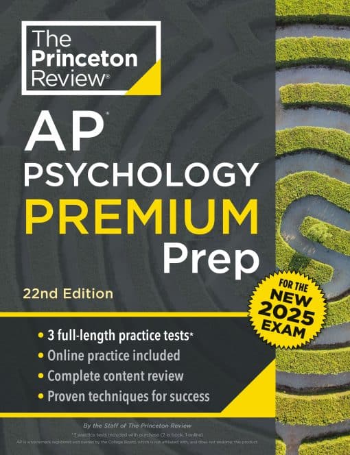 Princeton Review AP Psychology Premium Prep, 22nd Edition: For the NEW 2025 Exam: 3 Practice Tests + Digital Practice + Content Review