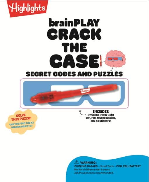 Secret Codes and Puzzles with Invisible UV Light Pen and Red-Reveal Glasses: brainPLAY Crack the Case