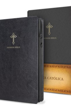 Biblia Católica en español. Símil piel negro, con cremallera, tamaño compacto / Catholic Bible. Spanish-Language, Leathersoft, Black, Zipper Compact
