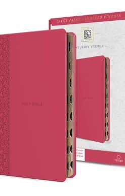 KJV Holy Bible, Large Print Medium format, Fucsia Faux Leather w/Ribbon Marker, Red Letter, thumb Index: